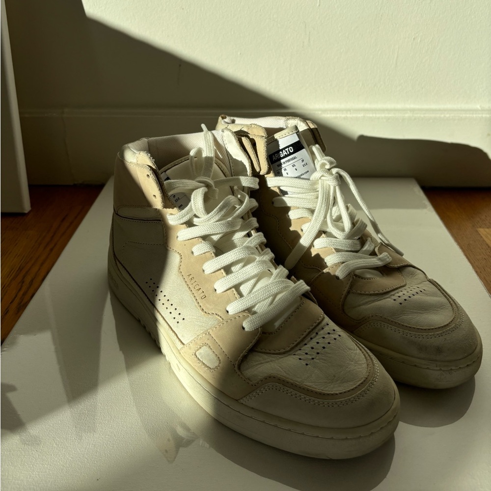 Men’s white and cream high top Axel Arigato sneakers